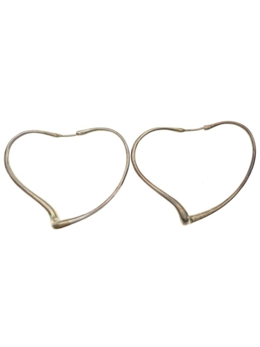 Tiffany & Co Elsa Peretti Open Heart Large Hoop Earrings Silver